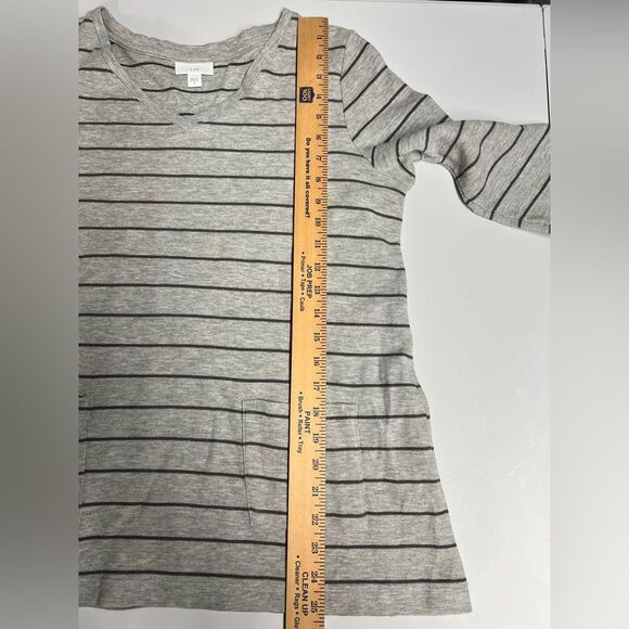 J.Jill Striped Waffle Thermal Long Sleeve Gray Shirt Patch Pocket Womens Medium - Picture 6 of 7